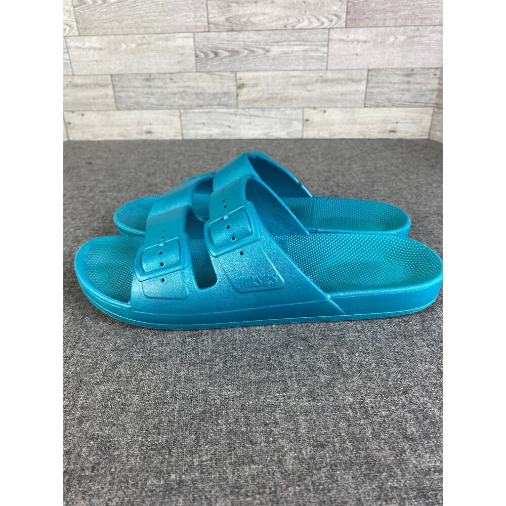 FREEDOM MOSES SANDALS Slide Dual Strap Ink Peacock Blue Waterproof Women 8 9